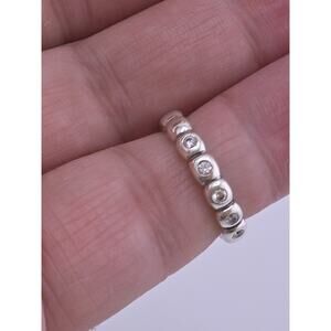 Pandora Sterling Silver 925 Cz Band Ring Size 7